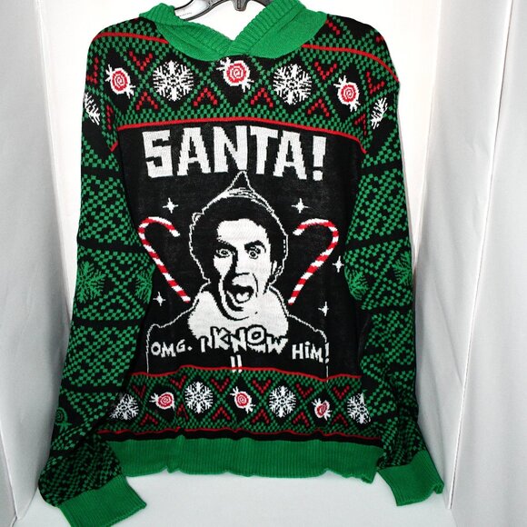 Elf Pom-Pom Detailed Glow-In-The-Dark Oversized Hoodie  Green Combo XL #2WCM0390 - Picture 1 of 3